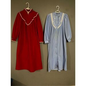 Famous Bodies Fleece Vintage Velvet Lace Long Nightgowns Bundle Of 2 Small